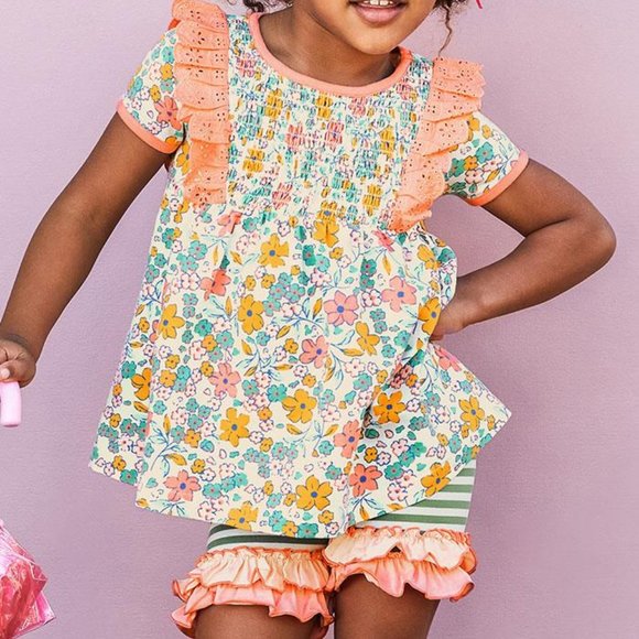 Matilda Jane Smocked Floral Top w/ Knit Shorties